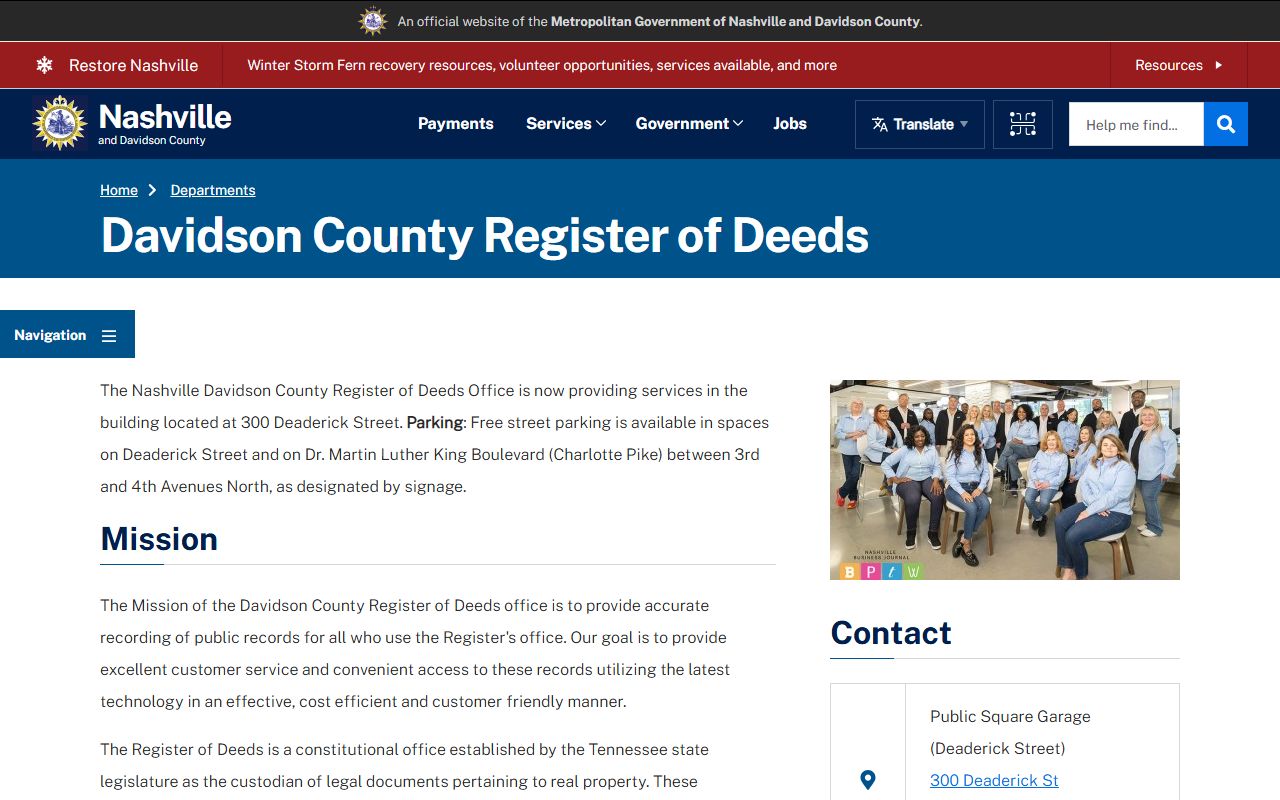 Davidson County deed records official Register of Deeds website