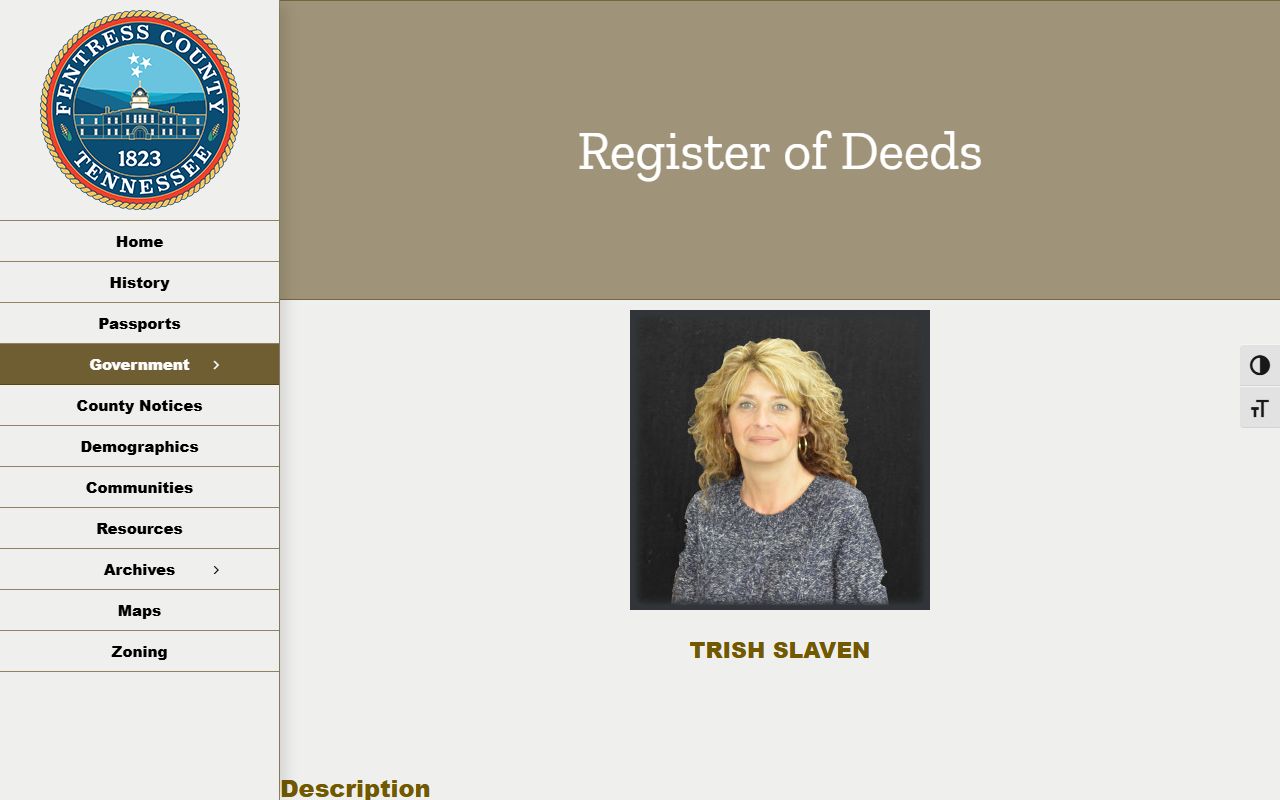 Fentress County deed records on the official Register of Deeds page