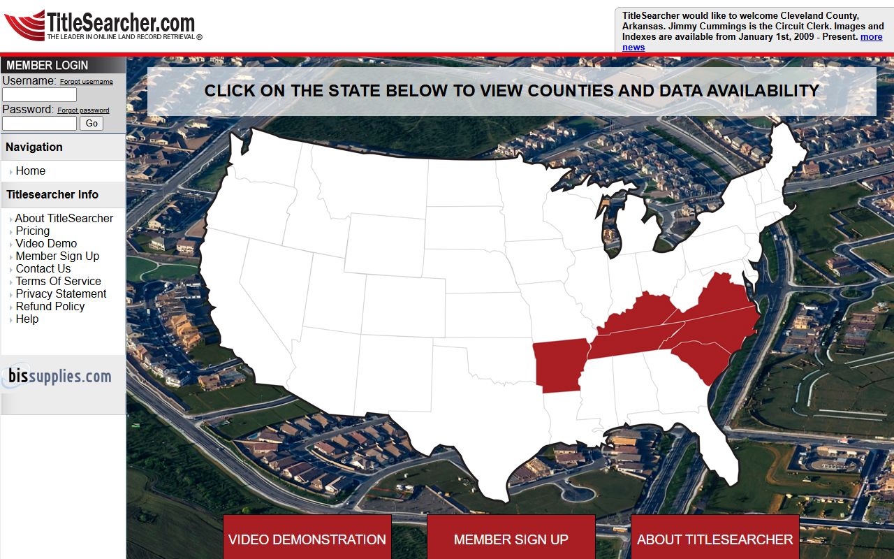 Greene County TitleSearcher interface for deed records