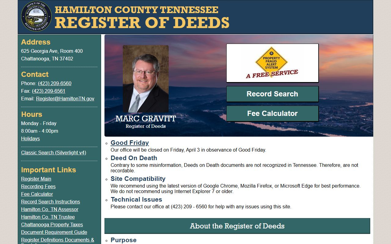 Hamilton County deed records Register of Deeds office