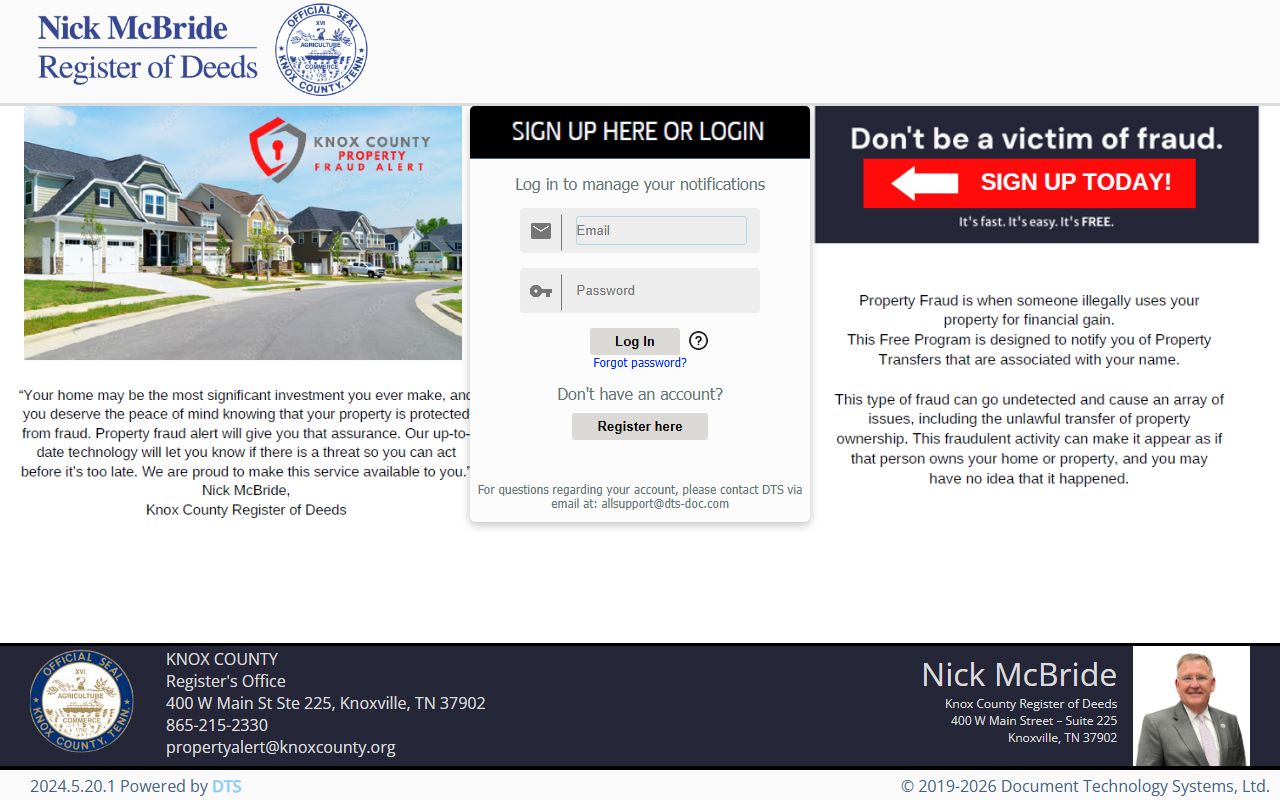 Knox County deed records fraud alert service