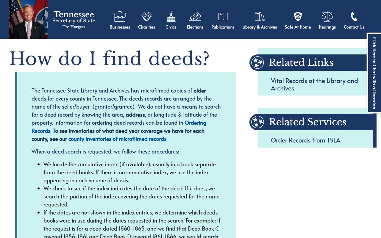 Tennessee deed records archive search guidance